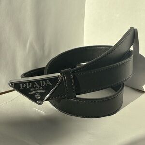 Prada Men's Black Leather Belt